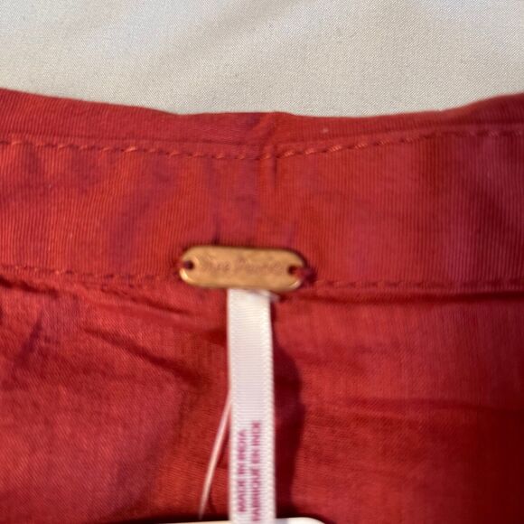 FREE PEOPLE Mini Dress Snap Front Bell sleeves in Color Peach Sz S NWT - Picture 5 of 9